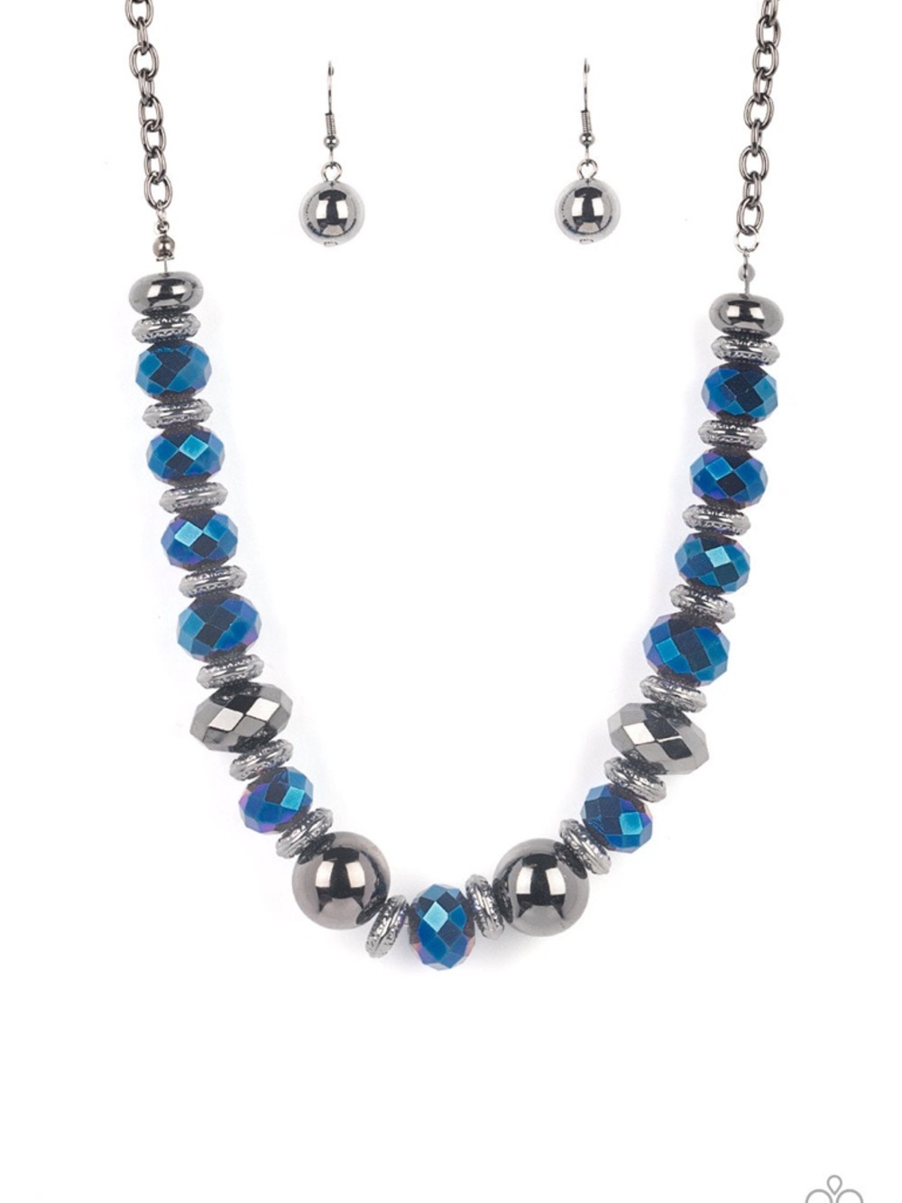 Paparazzi Interstellar Influencer Blue. Necklace & Earrings Set.